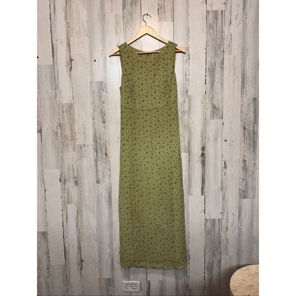 GAP Factory Store Green Floral Sleeveless Maxi Dress Women’s Size 10 - Picture 1 of 5